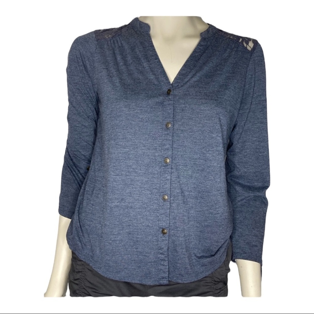 Maurices Lace Detail Blue Top Sz Large